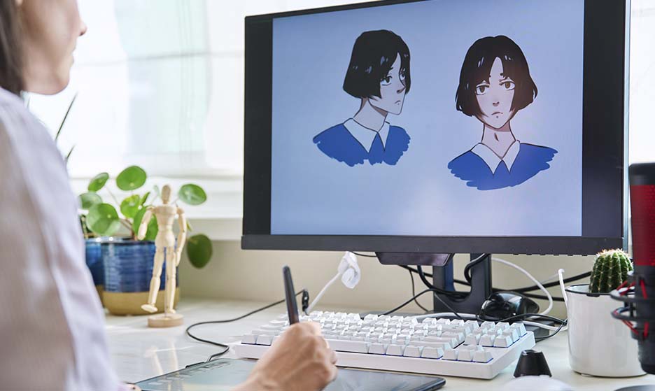 young-female-graphic-designer-drawing-sketch-on-gr
